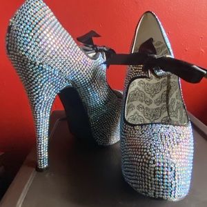 Rhinestone embellished platform heels